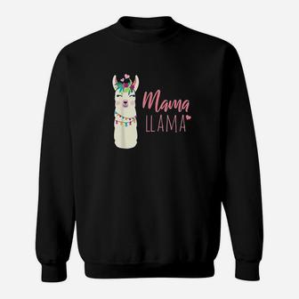 Funny Mama Llama Boho Flowers Pink Heart Sweat Shirt - Seseable