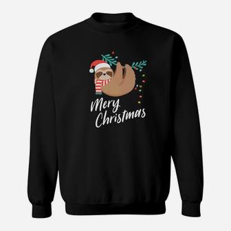 Funny Merry Christmas Santa Sloth Christmas Gift Sweat Shirt - Seseable