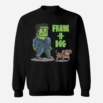 Funny Monster Frank And Dog Walking Sweat Shirt - Seseable