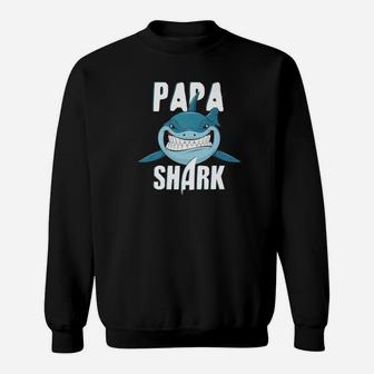 Funny Papa Shark Shirt Deep Sea Ocean Life Dad Gift Sweat Shirt - Seseable