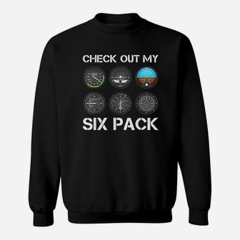 Funny Pilot Top Airplane Six Pack Flight Instruments Sweat Shirt - Seseable