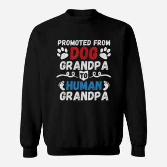 Funny Promoted From Dog Grandpa To Human Grandpa Sweat Shirt - Seseable