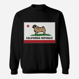 Funny Pug California Repuglic California Cali Sweat Shirt - Seseable