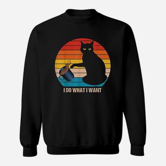 Funny Retro Vintage Cat Do What I Want Cat Lover Cat Sweat Shirt - Seseable