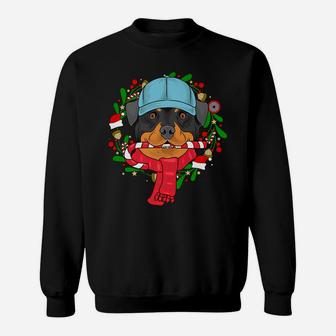 Funny Rottweiler Dog With Christmas Xmas Sweat Shirt - Seseable