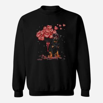 Funny Rottweiler Heart Valentines Day Dog Dad Mom Sweat Shirt - Seseable
