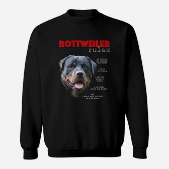 Funny Rules For The Owner Of A Rottweiler Sweat Shirt - Seseable