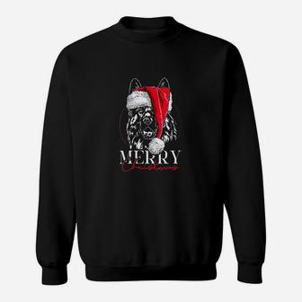 Funny Santa German Shepherd Merry Christmas Dog Mom Gift Sweat Shirt - Seseable