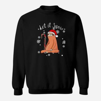 Funny Santa Sloth Let It Snow Holiday Christmas Gift Sweat Shirt - Seseable