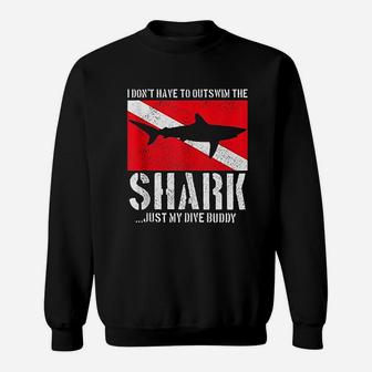 Funny Scuba Diving Shark Flag Scuba Diver Gift Sweat Shirt - Seseable