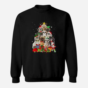 Funny Shih Tzu Christmas Tree Lights Gift Dog Lover Sweat Shirt - Seseable