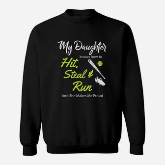 Funny Softball For Moms And Dads About Daughters Sweat Shirt - Seseable