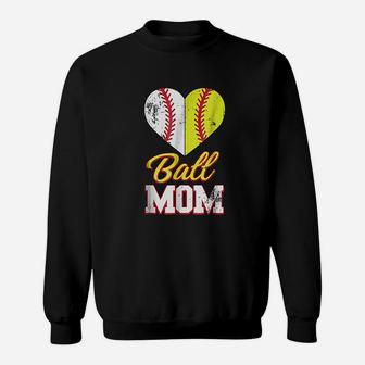 Funny Softball Mom Ball Mom Softball Baseball Sweat Shirt - Seseable