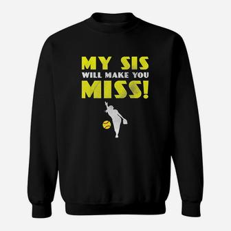Funny Softball Pitcher Sister Brother Sweat Shirt - Seseable