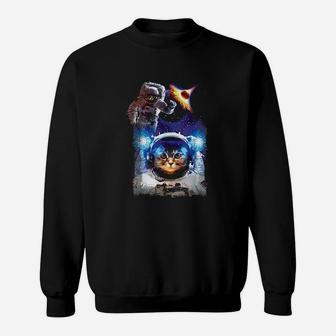 Funny Space Cat Astronaut Galaxy Sweat Shirt - Seseable