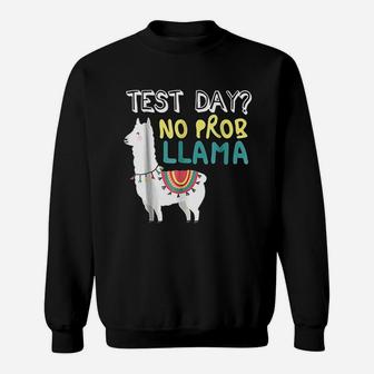 Funny Test Day Llama Teacher Exam Sweat Shirt - Seseable