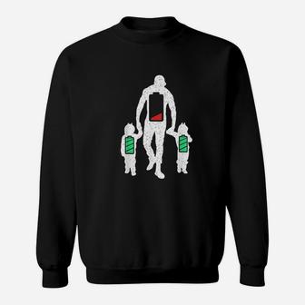 Funny Tired Twin Dad Low Battery Full Charge Sweatshirt - Seseable