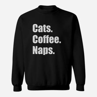 Funny Vintage Cats Coffee Naps Sweat Shirt - Seseable