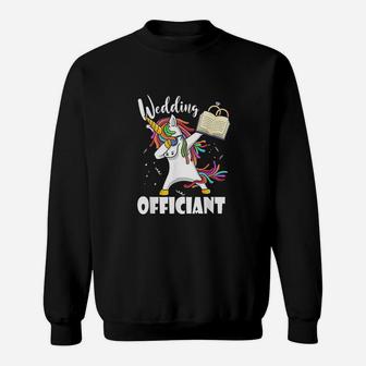 Funny Wedding Officiant Cute Dabbing Unicorn Pastor Wedding Sweat Shirt - Seseable