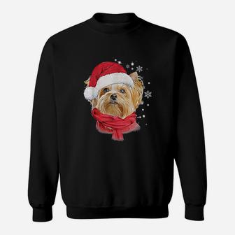 Funny Yorkshire Terrier Red Christmas Yorkie Face Sweat Shirt - Seseable