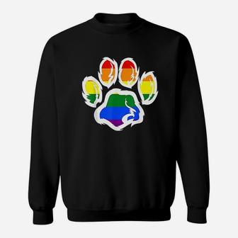 Furry Pride Rainbow Fursuit Dog Paw Print Lgbt Sweat Shirt - Seseable