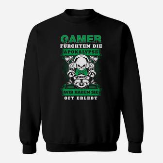 Gamer-Apokalypse Sweatshirt, Schwarzes mit Spruch & Totenkopf-Design - Seseable