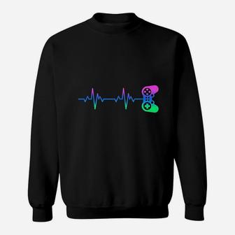 Gamer Heartbeat Video Game Controller Nerdy Gift For Gamer Sweatshirt - Seseable