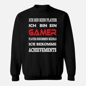 Gamer Statement Sweatshirt Schwarz – Ich bin kein Player, ich bin ein Gamer - Seseable