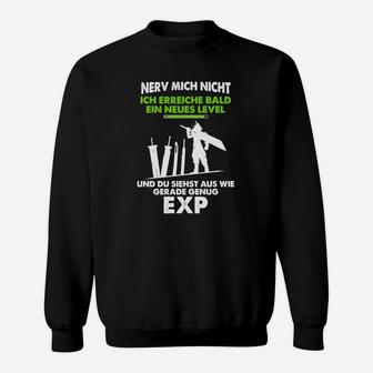 Gamer-Sweatshirt Neues Level EXP, Witziges Design in Schwarz - Seseable