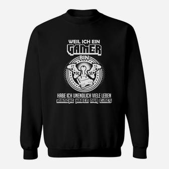 Gamer Sweatshirt Unendlich Viele Leben, Schwarz, Nerd Design - Seseable