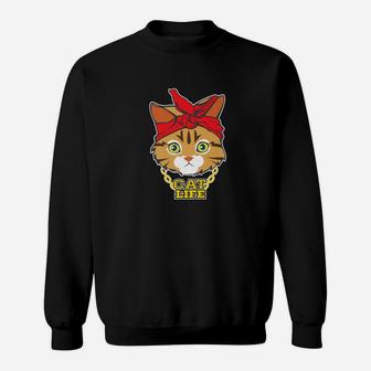 Gangsta Cat Funny Hip Hop Thug Kitten Ca Gift Sweat Shirt - Seseable