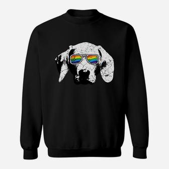 Gay Lgbt Pride Dog With Weimaraner Flag Sunglasses 2020 Sweat Shirt - Seseable