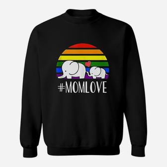 Gay Mom Love Pride Lgbt Rainbow Flag Elephant Gay Mom Gift Sweat Shirt - Seseable