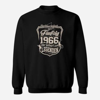 Geburt von Legenden 1966 Sweatshirt, Schwarzes Retro Herren Tee - Seseable