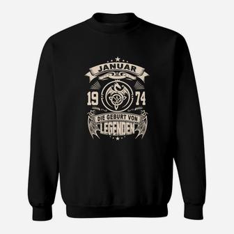 Geburt von Legenden Januar 1974 Retro-Sweatshirt, Vintage Design Tee - Seseable