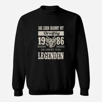 Geburtsjahr 1986 Legenden Sweatshirt, Retro Motto Design - Seseable
