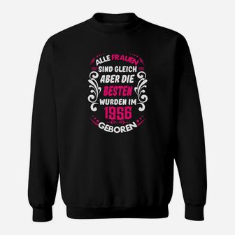 Geburtstags-Sweatshirt für Frauen Jahrgang 1956, Retro Design in Schwarz - Seseable