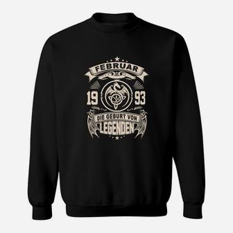 Geburtstags-Sweatshirt Schwarzes 'Die Geburt von Legenden' Februar 1993 - Seseable