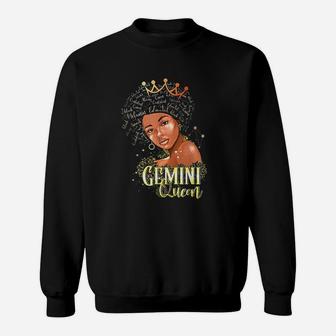 Gemini Queen Strong Smart Afro Melanin Gift Black Women Sweat Shirt - Seseable