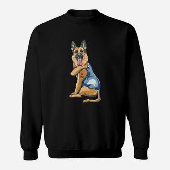 German Shepherd Dog Tattoo I Love Dad Sweat Shirt - Seseable