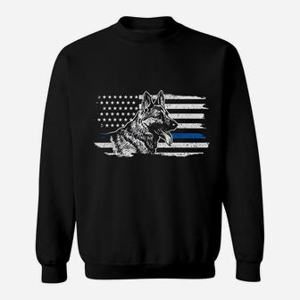 German Shepherd Dog Thin Blue Line Patriotic Police Sweat Shirt - Seseable
