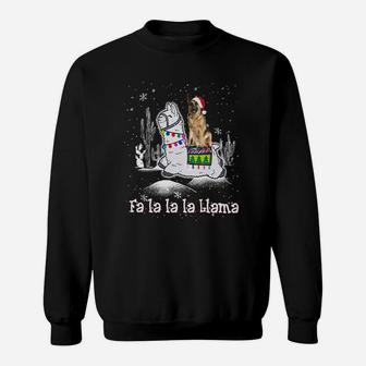 German Shepherd Fa La La La Llama Christmas Dog Lovers Sweat Shirt - Seseable