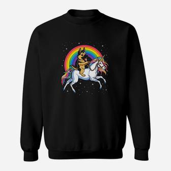 German Shepherd Unicorn Girls Space Galaxy Rainbow Sweat Shirt - Seseable