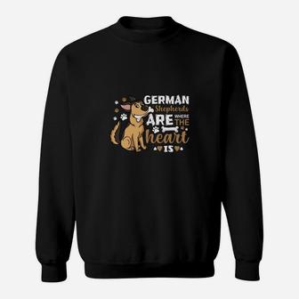 German Shepherds Are Where The Heart Is Funny Dog Sweatshirt - Seseable