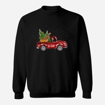 Giraffe Christmas Car Christmas Tree Sweat Shirt - Seseable