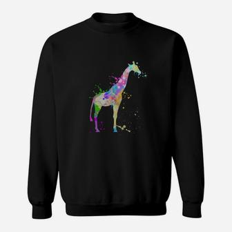 Giraffe Tshirt, Watercolor Love Giraffe Paint Tee Shirt Sweatshirt - Seseable