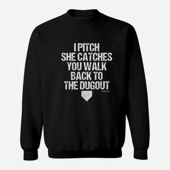 Girls Fastpitch Catcher Pitcher Funny Softball Sweatshirt - Seseable