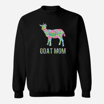 Goat Mom Colorful Flowers I Love Goats Sweat Shirt - Seseable