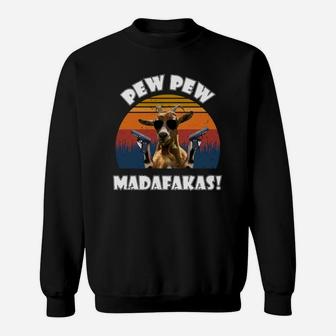 Goat Pew Pew Madafakas Vintage Retro Sweat Shirt - Seseable