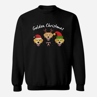 Golden Retriever Christmas Funny Shirt Elf Santa Antlers Hat Sweat Shirt - Seseable